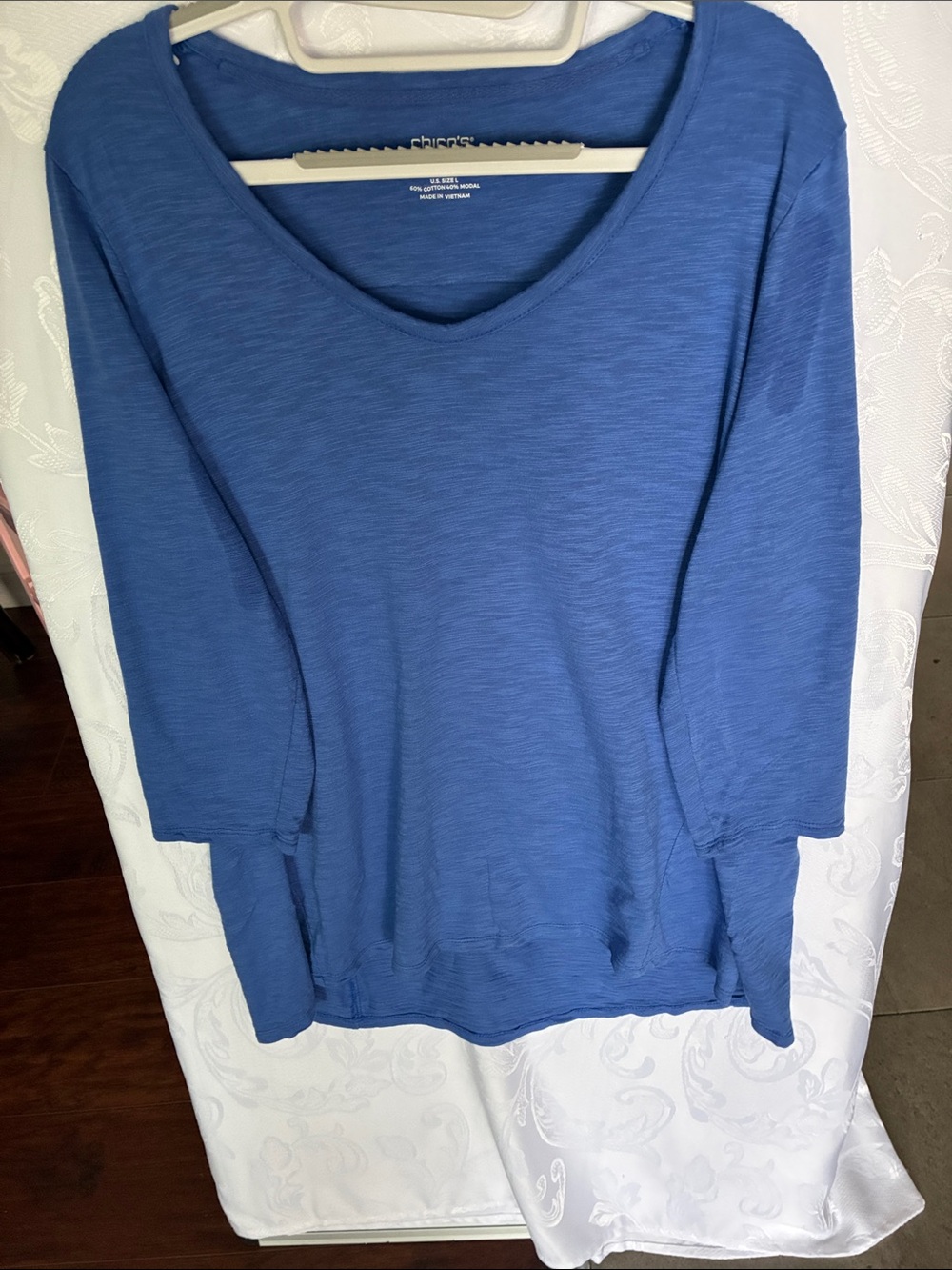 Chico's Slub Knit V-Neck Tunic in Blue